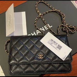 Brand New Chanel black caviar WOC with microchip